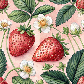 Watercolor Strawberries with Psalm 34:8