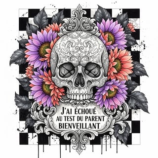 Gothic Baroque Skull with Sunflowers