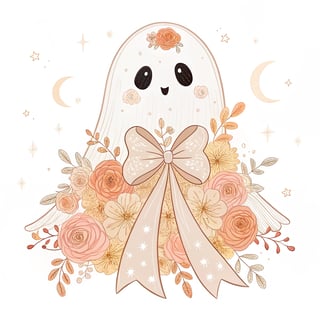 Minimalist Lace-Textured Floral Ghost