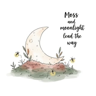 Whimsical Cottagecore Moon Illustration