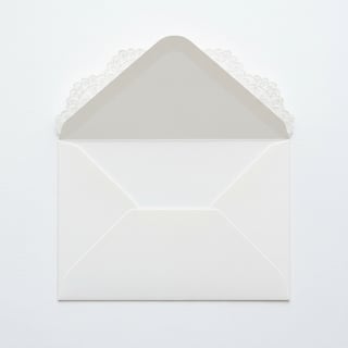 White Lace Envelope on White Background