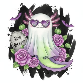 Cute Axolotl Watercolor Art