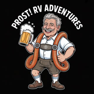 Cheerful Oktoberfest RV Traveler Cartoon