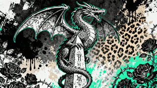 Black and White Gothic Dragon Illustration