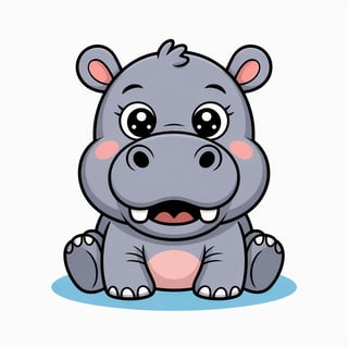 Cute Animated Baby Hippo Art