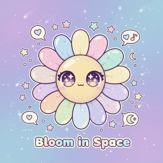 Chibi Pastel Daisy with Glittery Eyes