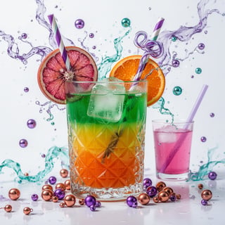 Colorful Layered Cocktail with Citrus Garnish