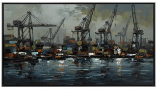 Abstract Urban Waterfront Painting