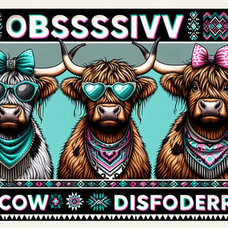 Stylized Highland Cows with Funny Accessories
