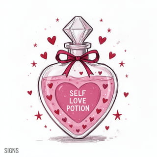 Heart-Shaped Self Love Potion Bottle