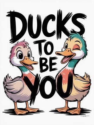 Playful Street-Art Ducks Illustration