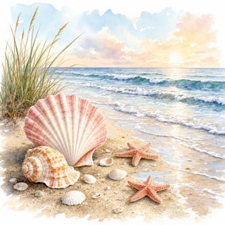 Dreamy Watercolor Beach Illustration