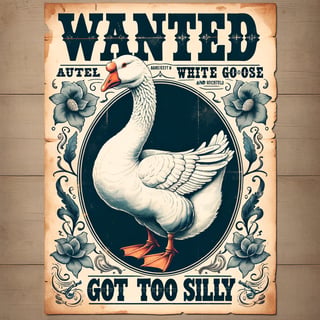 Hand Drawn Goose on Western Wanted Poster