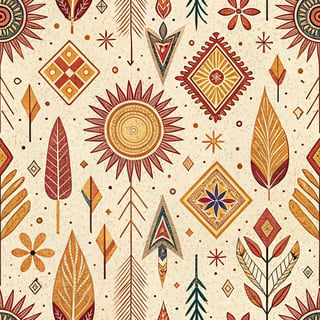 Bohemian Pattern with Sunbursts and Arrows