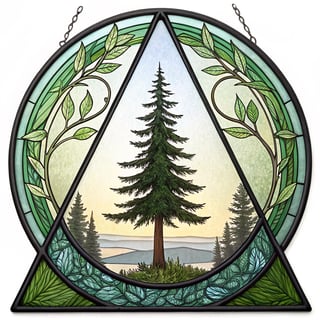 Stained Glass Pine Tree Medallion