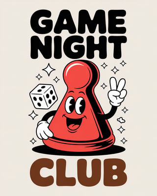Retro Cartoon Game Piece Design