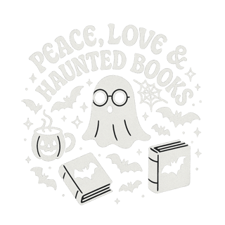 Retro Groovy Peace Love Haunted Books Tee