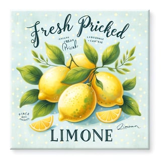 Watercolor Lemons on Polka Dot Background