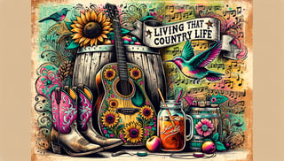 Rustic Country Music Illustration