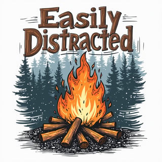 Easily Distracted by Campfires T-Shirt Design