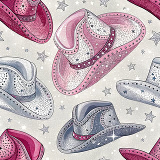 Glittery Pink and Silver Cowboy Hats