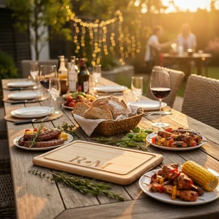 Golden-Hour Outdoor BBQ Setup