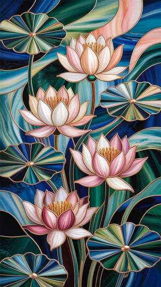 Serene Lotus Stained Glass Art