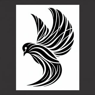 Minimalist Black Ink Dove Drawing