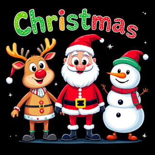 Vibrant Cartoon Christmas Characters