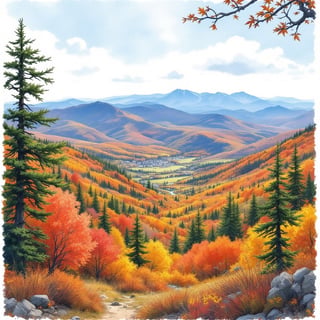 Ink and Watercolor New Hampshire Poster
