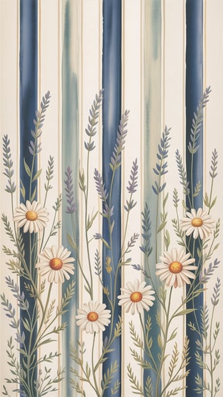 Vintage Blue and Cream Floral Wallpaper
