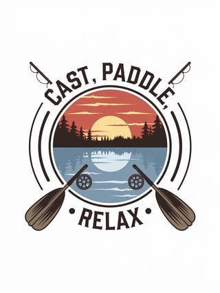 Sunset Fishing Badge Design