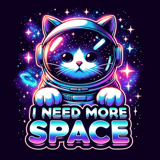 Cartoon Cat Astronaut in Space