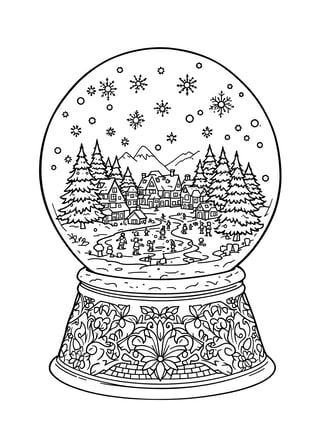 Winter Village Snow Globe Illustration