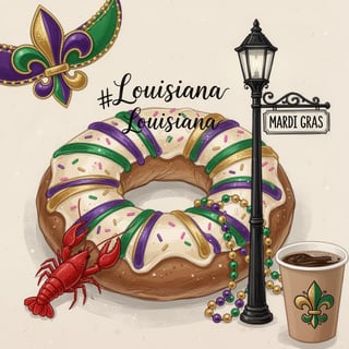 Mardi Gras King Cake Illustration