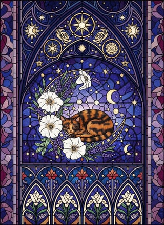 Stained-Glass Cat Wallpaper