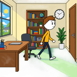Flat 2D Cartoon Office Scene