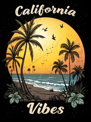 Tropical California Vibes Illustration