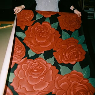 Realistic Tea Roses on Black Background