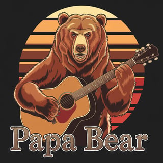 Grizzly Bear Playing Guitar Illustration
