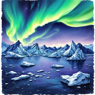 Ink and Watercolor Greenland Poster