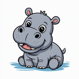 Cute Animated Baby Hippo Art