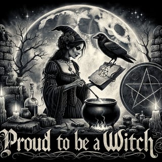 Gothic Witch Stirring Cauldron