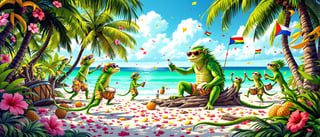 Tropical Monkeys and Iguanas Party
