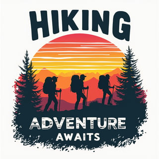 Hiking Adventure Sunset T-Shirt Design