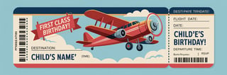 Vintage Airplane Birthday Ticket Invite