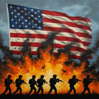 Dramatic Military Painting with Soldiers