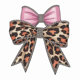 Leopard Print Coquette Ribbon Bow Illustration