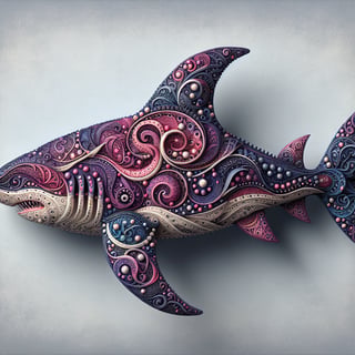 Ornate Purple Shark Digital Art