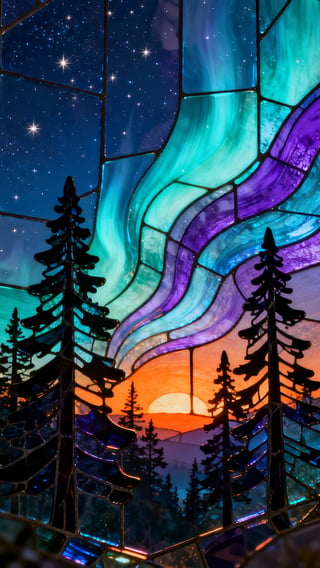 Glowing 3D Stained-Glass Landscape